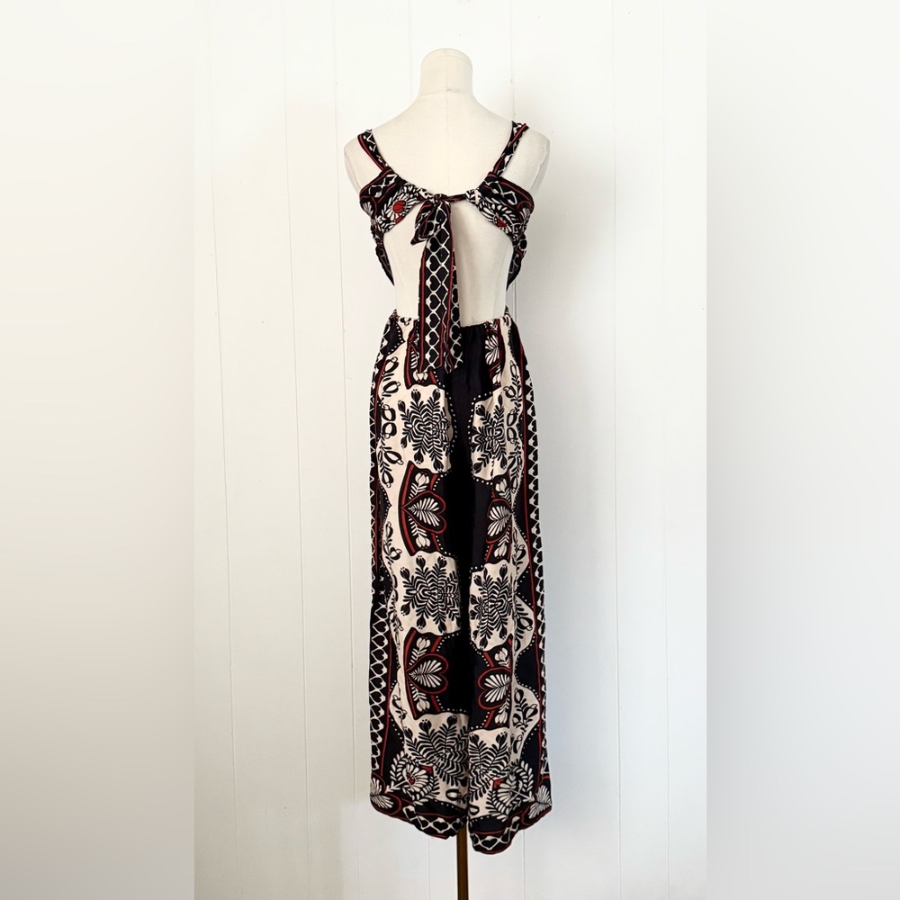 FARM Rio Macacao Passion Scarf Print Open-Back Jumpsuit Size XS Hearts Combo - Picture 6 of 12